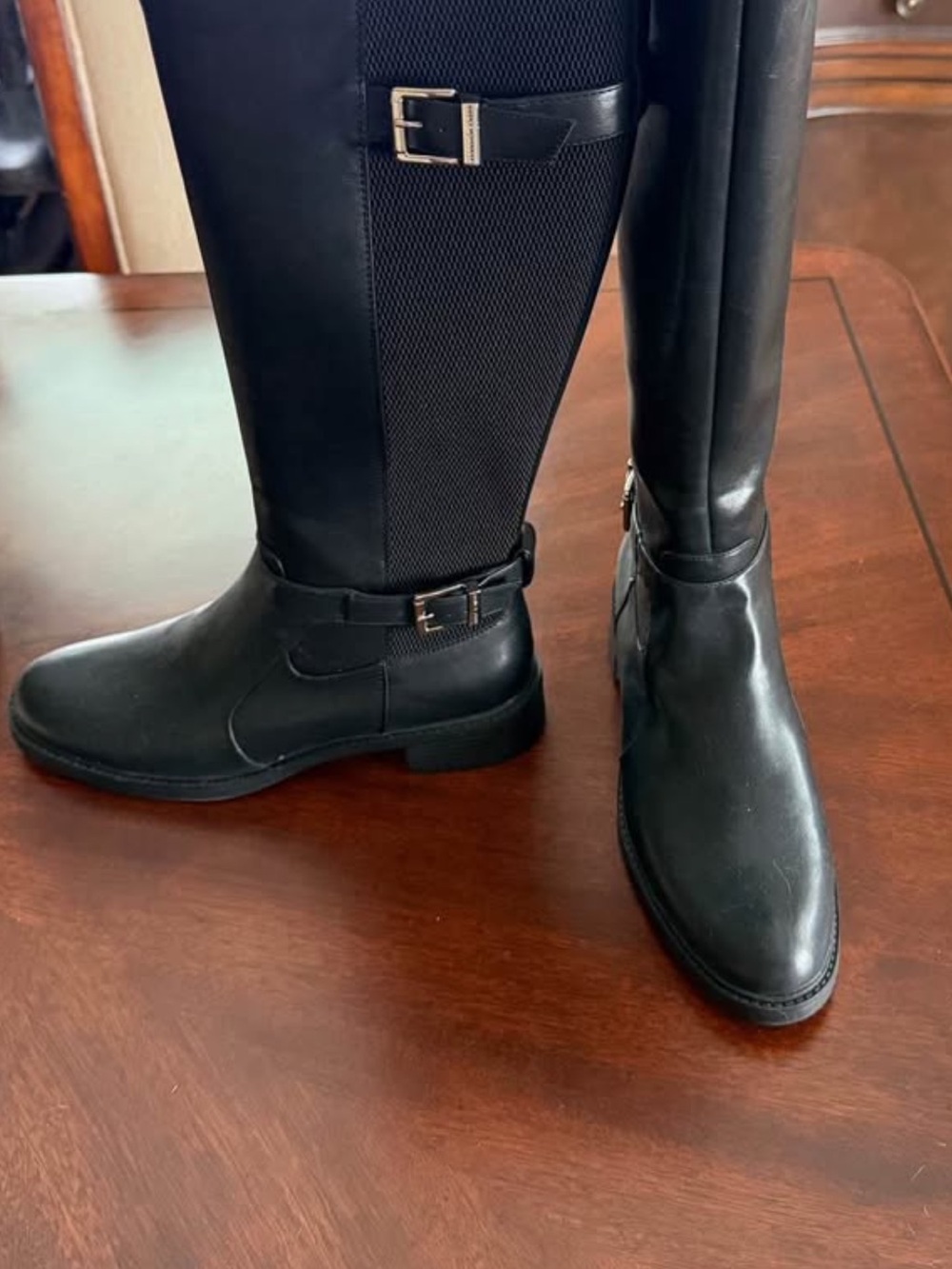 Kelly & Katie Black Tall Riding Boots with Buckle Detail